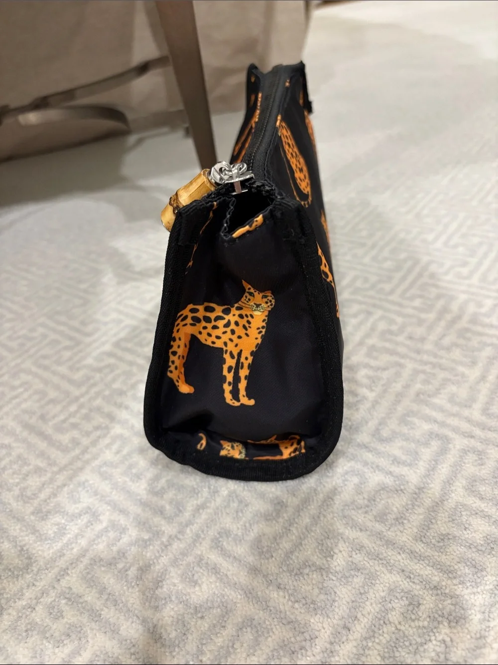 New Makeup Bag with Orange Leopard Print
